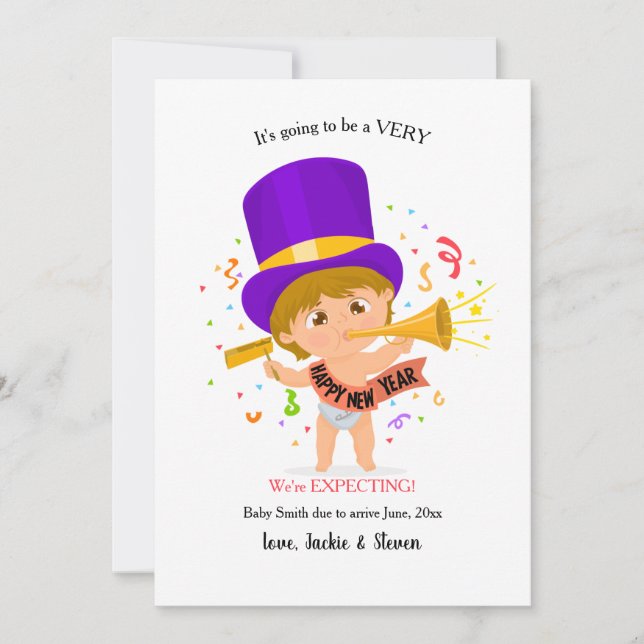 Glad nyår bebis tillkännagivande julkort (Framsida)