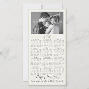 Glad Nyår Elegant 2026 Kalender Ditt Foto Julkort