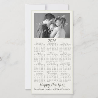 Glad Nyår Elegant 2026 Kalender Ditt Foto Julkort