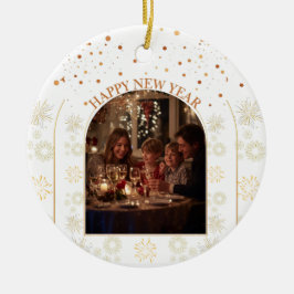 Glad nyår familjefoto anpassningsbar julgransprydnad keramik