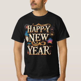 Glad Nyår Festiv Grafik T Shirt