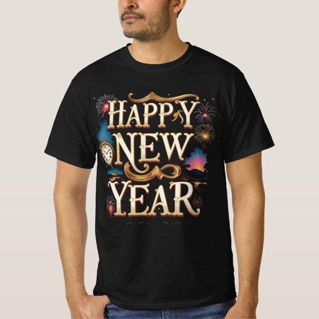 Glad Nyår Festiv Grafik T Shirt (Framsida)