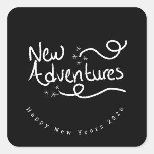 Glad Nyår Hand Lettering Kritfärg Favor Fyrkantigt Klistermärke
