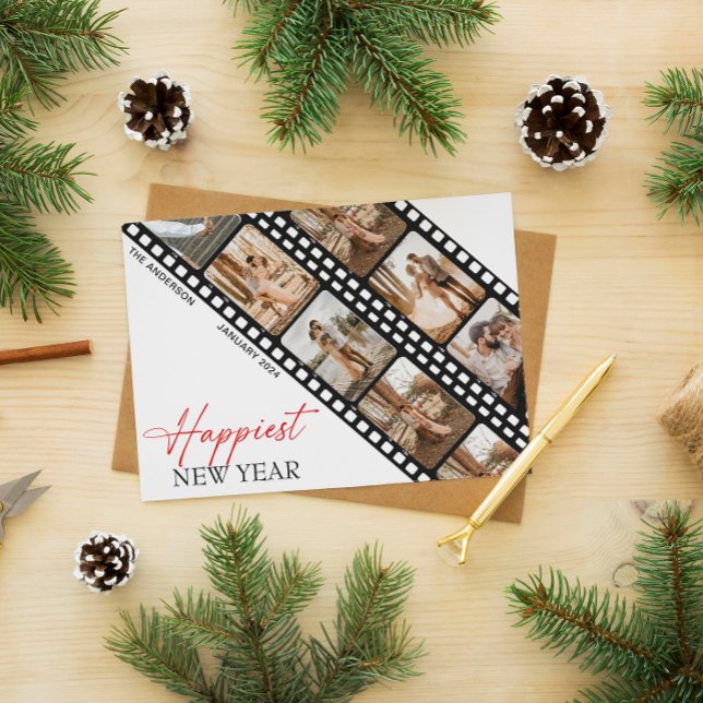 Glad nyår Minimal Kamera Film Collage Foto Julkort (Skapare uppladdad)