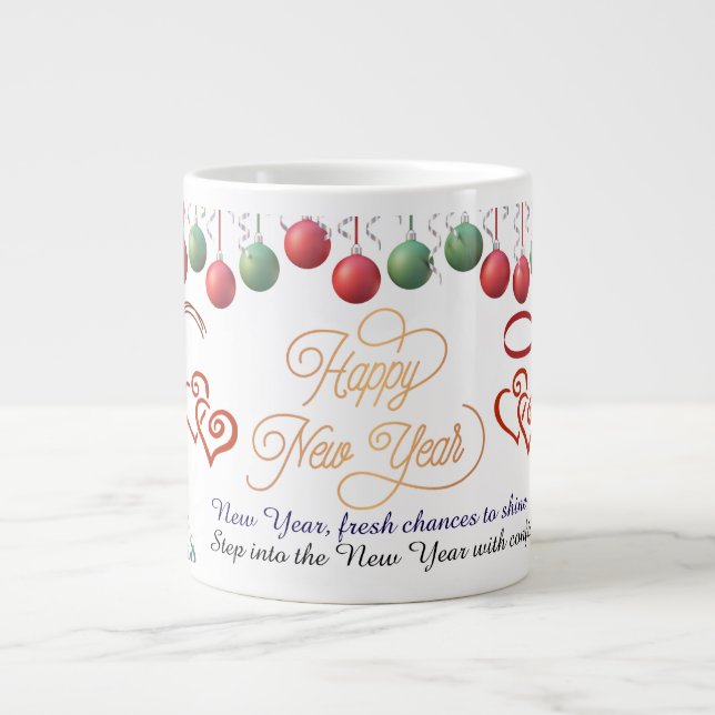Glad nyår-mugg – Premium-firande design Jumbo Mugg (Framsidan)