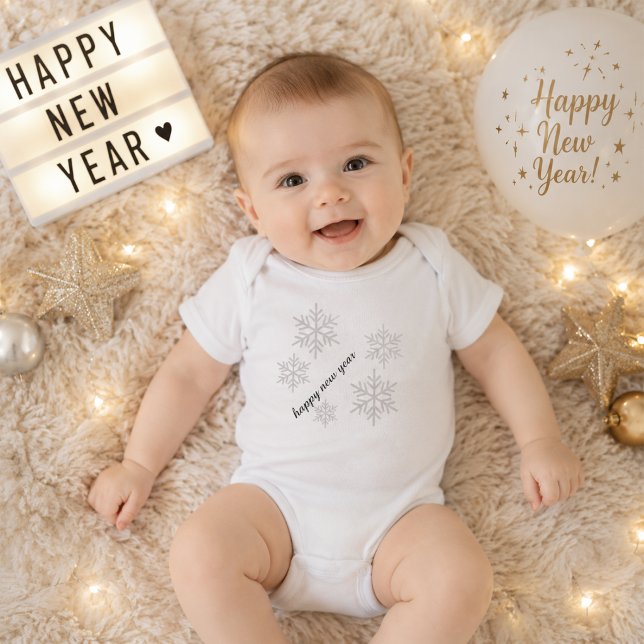Glad Nyår Snöflinga Baby Bodysuit T Shirt (Skapare uppladdad)