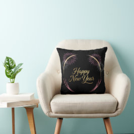 Glad Nyårs Fyrverkeridesign Kudde
