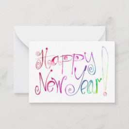 Glad nyårs hälsning regnbåge handlettering Noterin Anteckningskort