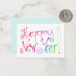 Glad nyårs hälsning regnbåge handlettering Noterin Anteckningskort