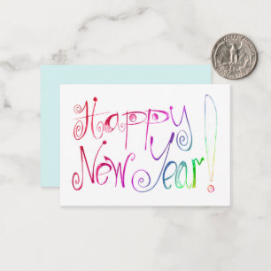 Glad nyårs hälsning regnbåge handlettering Noterin Anteckningskort