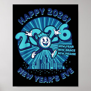 Glad nyårsafton 2026 firande design  poster