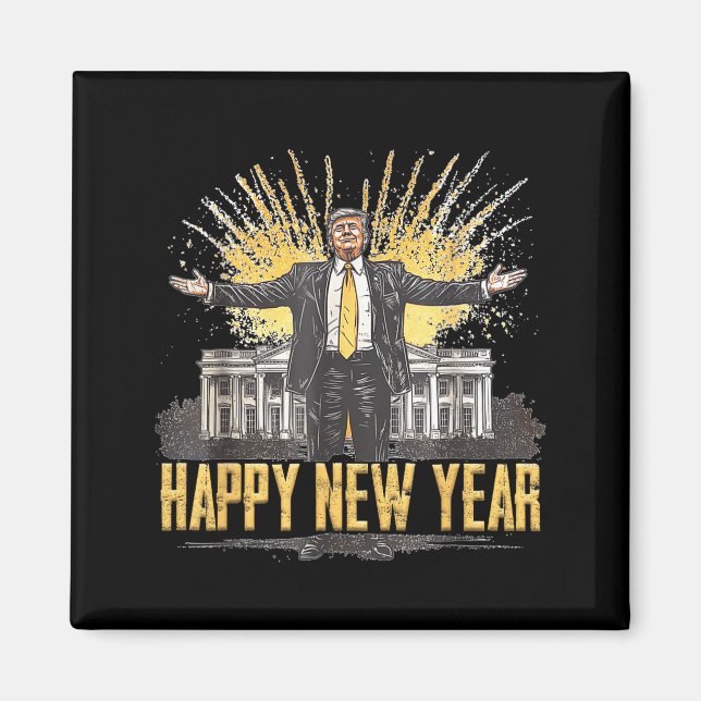 Glad nyårsfest 2025 Trump 2024 Ta Amerika  Magnet (Framsidan)