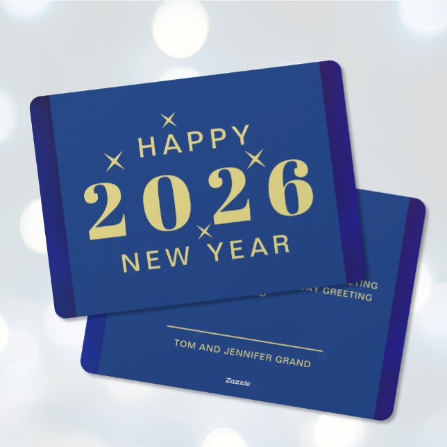 Glad nyårsfirande julkort (Happy New Year Holiday Card (front and back))