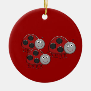 Glad nyckelpiga-ornament julgransprydnad keramik