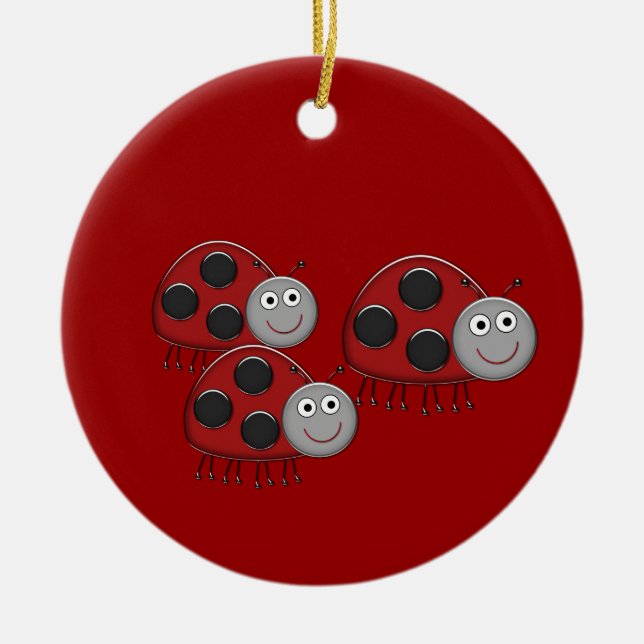 Glad nyckelpiga-ornament julgransprydnad keramik (Framsidan)