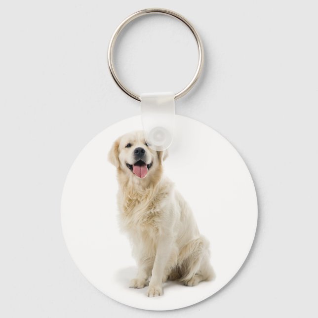 Glad nyckelring med Golden Retriever-valp (Framsida)