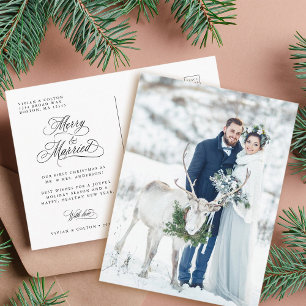 Glad & Nygift Nya Äkta Pars Första Jul Foto Vykort