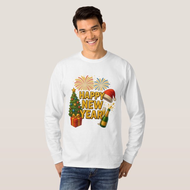 Glad nytt år firande dekal  t shirt (Hel framsida)