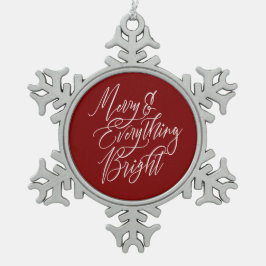 Glad och allt ljust rött och vitt snöflinga pewter julgransprydnad