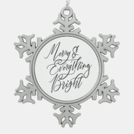 Glad och allt ljust Svart och Vitt Snöflinga Pewter Julgransprydnad