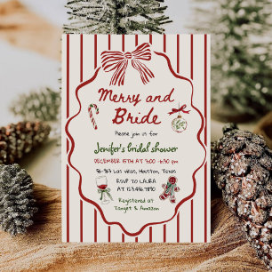 Glad och brud Handritad jul bröllopsdusch Inbjudningar