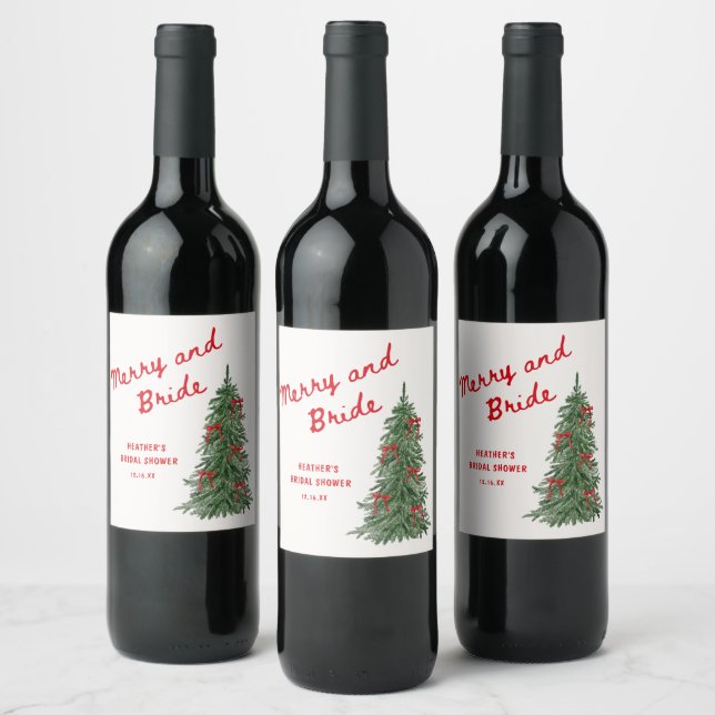 Glad och brud Whimsical Holiday Bröllopsdusch Vinflaska Etikett (Flaskor)