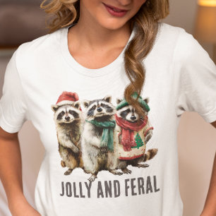 Glad och förvildad tvättbjörn jul t shirt