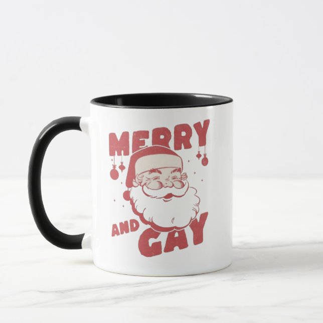 Glad och gay rolig jul LGBTQ Pride Mugg (Vänster)