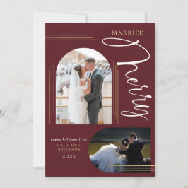 Glad och gift fotobåge ram julkort