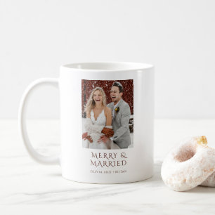 Glad och gift julfirande fotohyllning kaffemugg