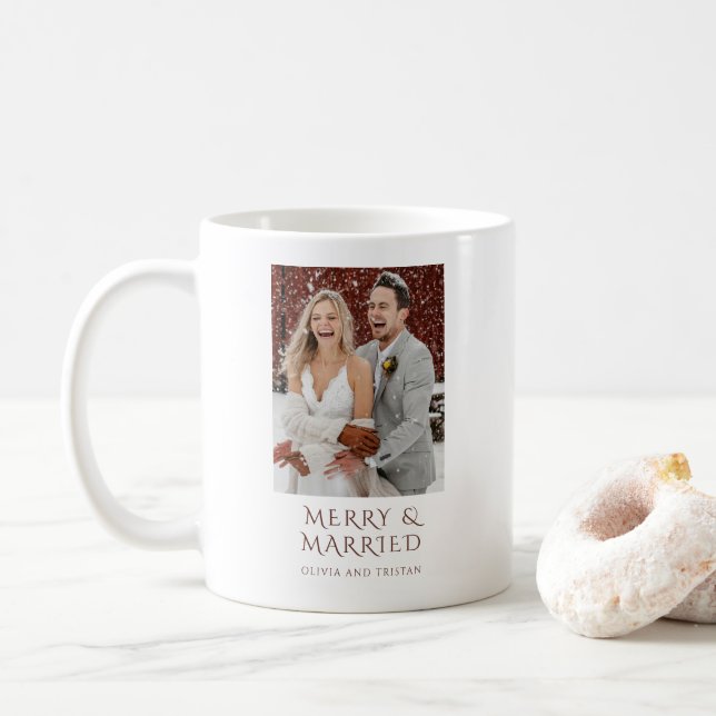 Glad och gift julfirande fotohyllning kaffemugg (Med munk)