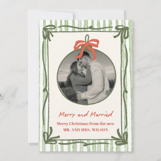 Glad och gift Preppy-randig julkort