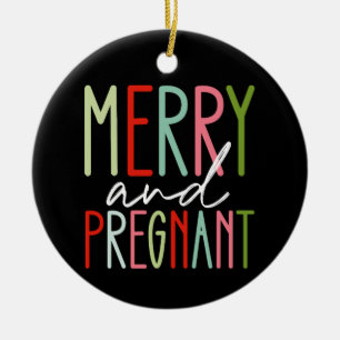 Glad och gravid graviditets jul mamma julgransprydnad keramik
