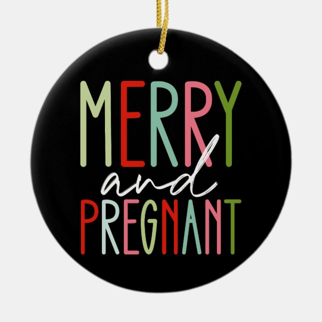 Glad och gravid graviditets jul mamma julgransprydnad keramik (Framsidan)