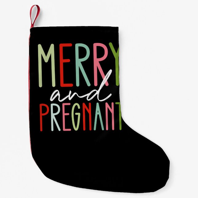 Glad och gravid graviditets jul mamma liten julstrumpa (Framsidan)