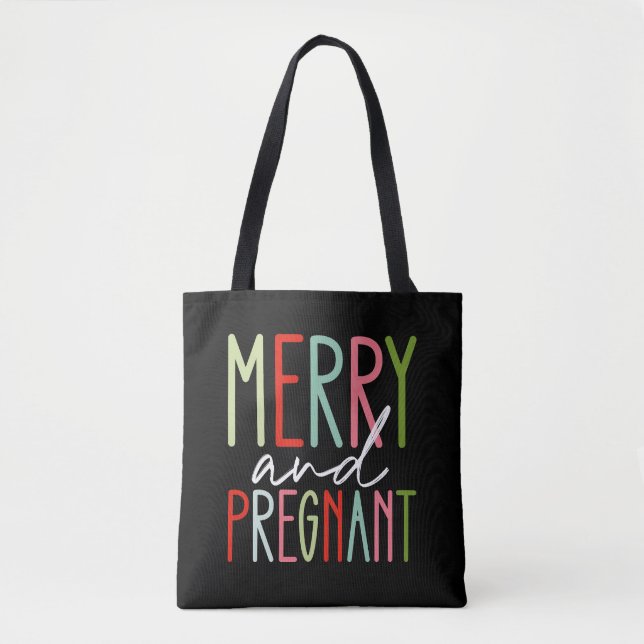 Glad och gravid graviditets jul mamma tygkasse (Framsida)