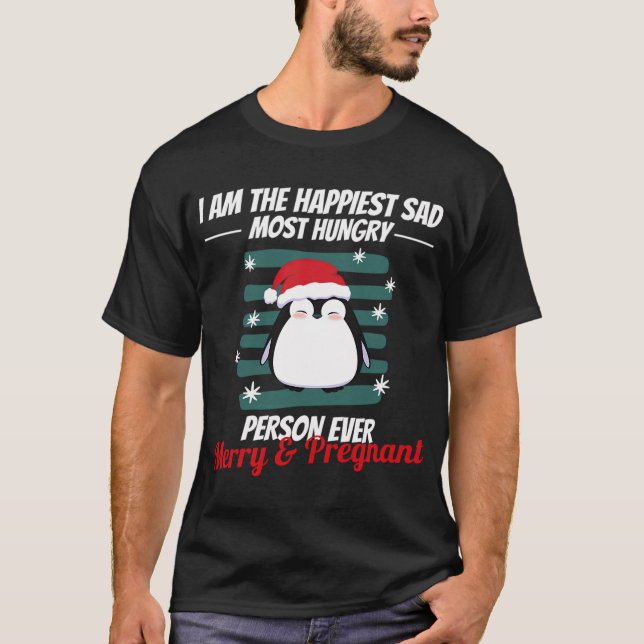 Glad och gravid, jag är den lyckligaste sorgligast t shirt (Framsida)