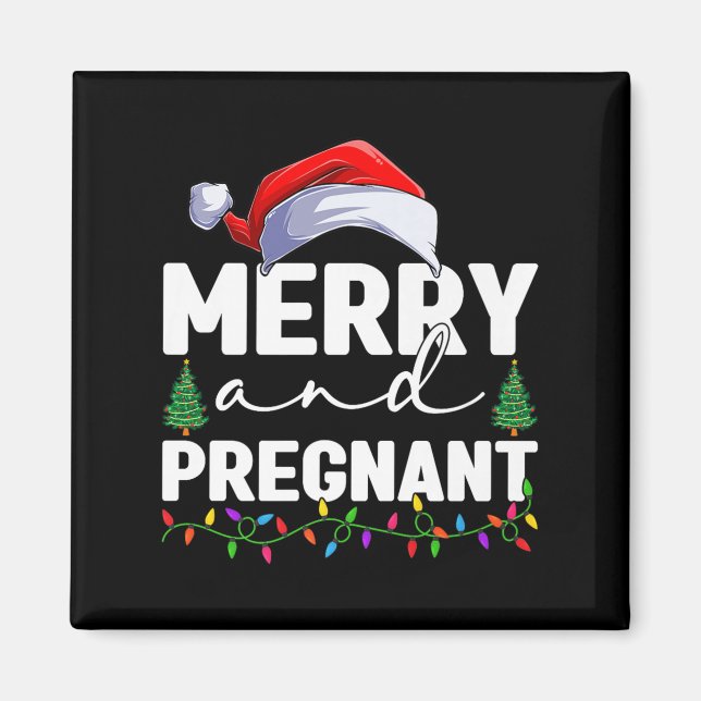 Glad Och Gravid Jul Bebis Meddelande Magnet (Framsidan)