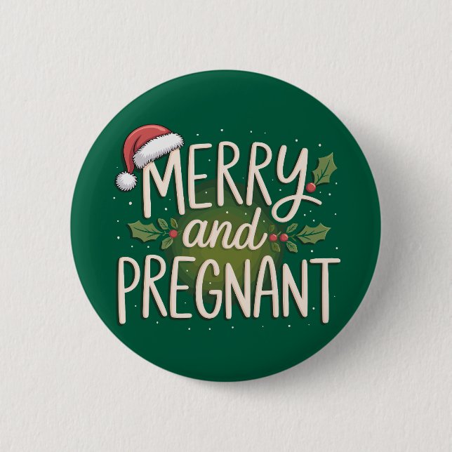 Glad och gravid jul Graviditet Underrättelse Knapp (Framsida)
