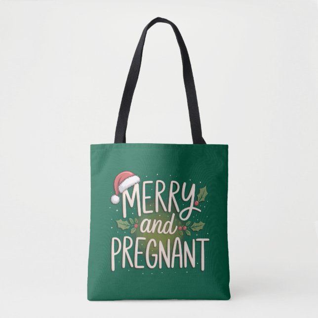 Glad och gravid jul Graviditet Underrättelse Tygkasse (Framsida)