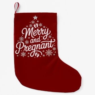 Glad Och Gravid Mödraavtryck Graviditet Liten Julstrumpa