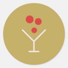 Glad och guldig martini juldekal runt klistermärke