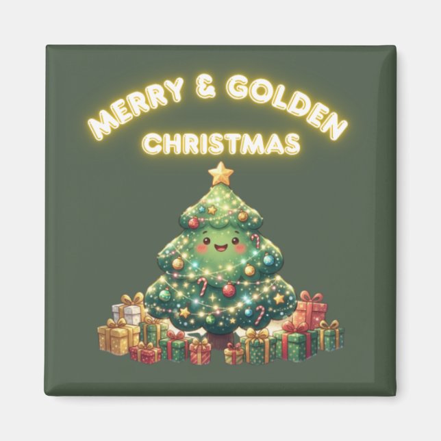Glad och gyllene jul  magnet (Framsidan)