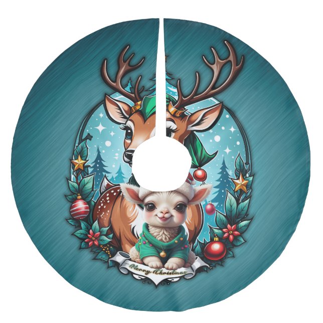 Glad och inbjudande julillustration  julgransmatta borstad polyester (Framsidan)