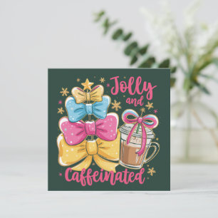Glad och Kaffeindränkande Priddy Julkaffe Coquette Julkort
