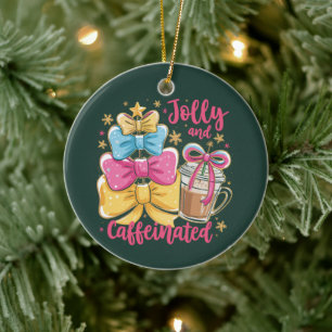 Glad och Kaffeinerad Priddy Julkaffe Coquette Julgransprydnad Keramik