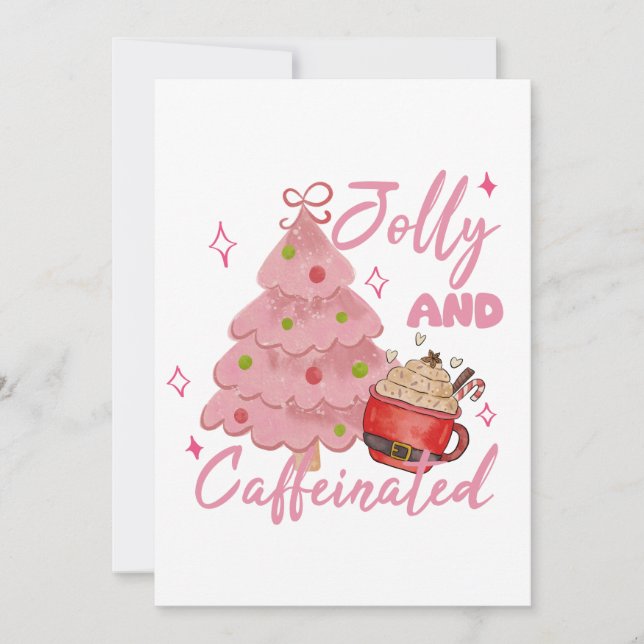 Glad och Kaffeinhållig Julgranskoppsdesign Inbjudningar (Framsida)