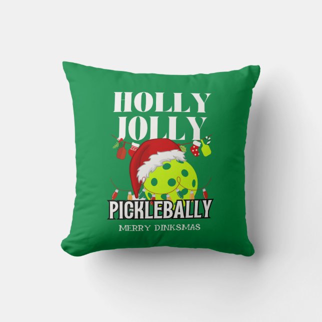 GLAD OCH KÄR PICKLEBALLY Jul Grön Kudde (Framsida)