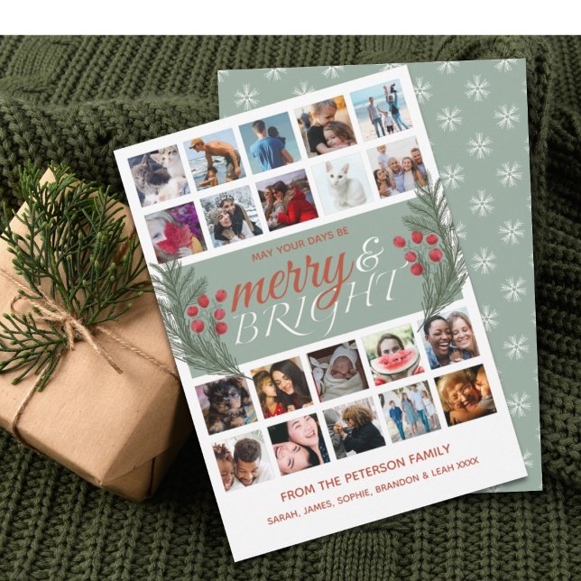Glad och ljus 20 fotosammanställning med lövverk  julkort (Skapare uppladdad)