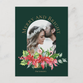 Glad och ljus akvarell gren Julkort Vykort